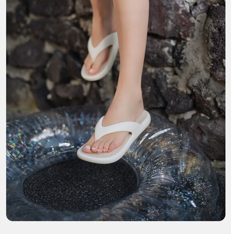 Puxiqingsha Women's New Soft Sole Non-Slip Flip Flops, Wearable Beach Slippers for Men, Cloud White, Size 40-41 12