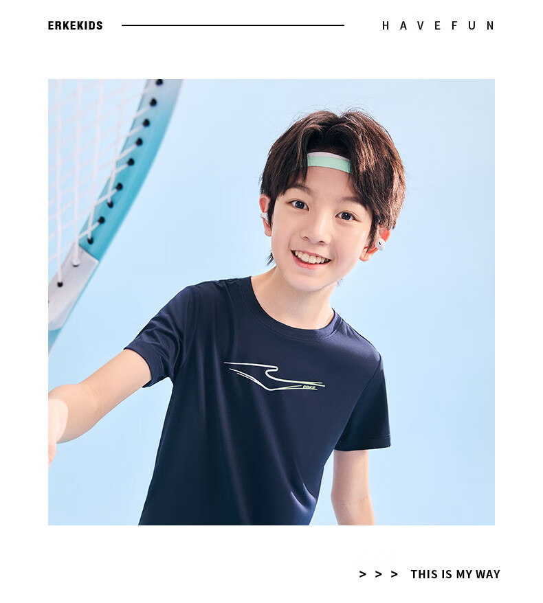 ERKE Kids Boys and Girls Quick-Dry Short Sleeve Children's Crew Neck Summer UV50+ Sun Protection T-Shirt White 110 38