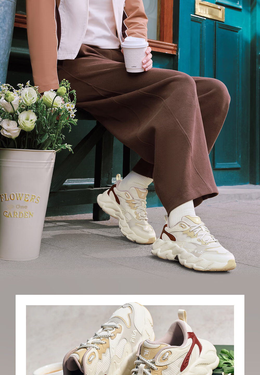 FILA Official Yang Mi Same Style Fern 2S Women's Dad Sneakers 2026 Spring Casual Platform Sports Shoes 7