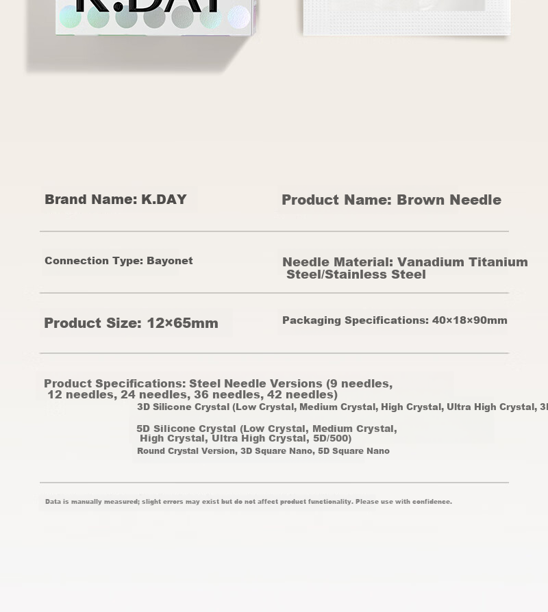 KDAY Brown 36-Needle Round Crystal Needle for Skin Beauty Device, Facial Beauty Instrument 36-Needle Replacement 12