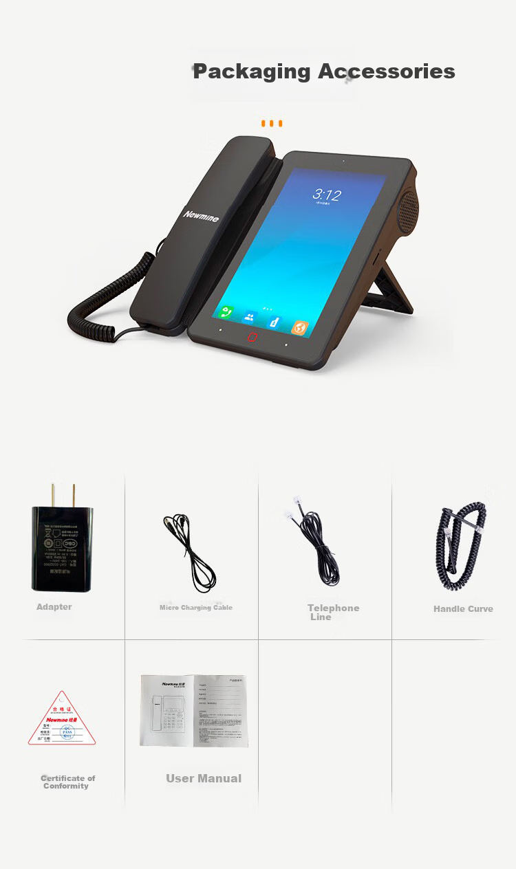 Newmine HL2008TSD-9084(R) IP Recording Phone Smart Video Phone with Blacklist/Contacts/Phone Line/Domestic System 10