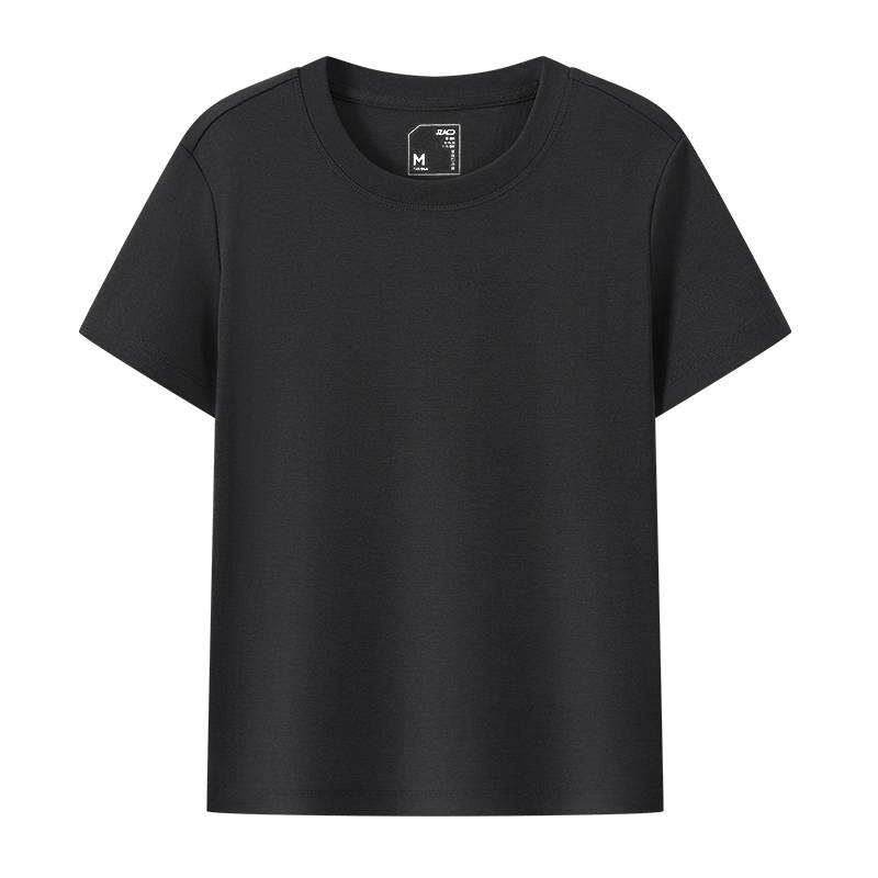 JD Jingzao Women's Short Sleeve Crew Neck T-Shirt 26 Spring New Trend Xinjiang Cotton Base Shirt Black S