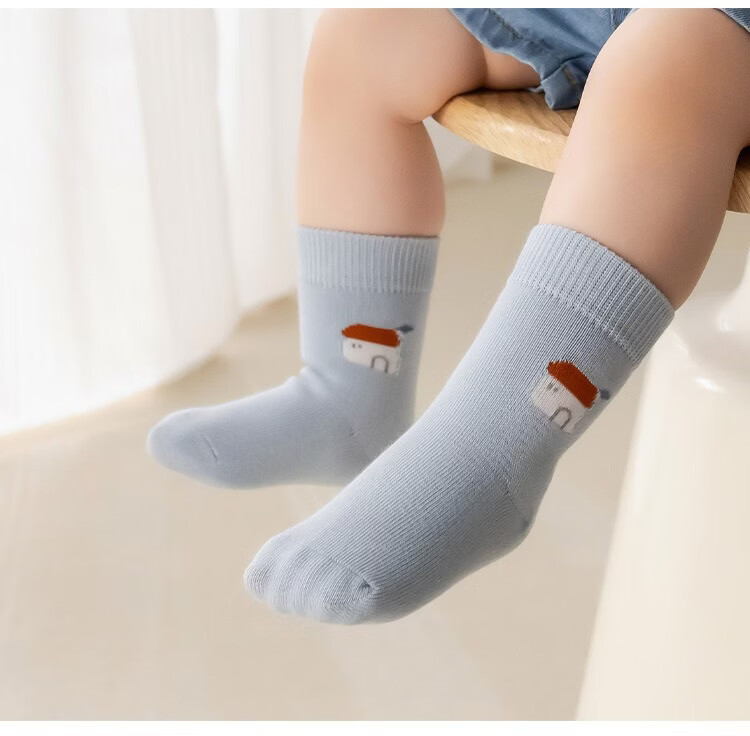 Five Cotton Flowers 5-Pair Children's Socks Spring Summer Combed Cotton Breathable Cartoon Mid-Calf Seamless Baby Socks Class A 15