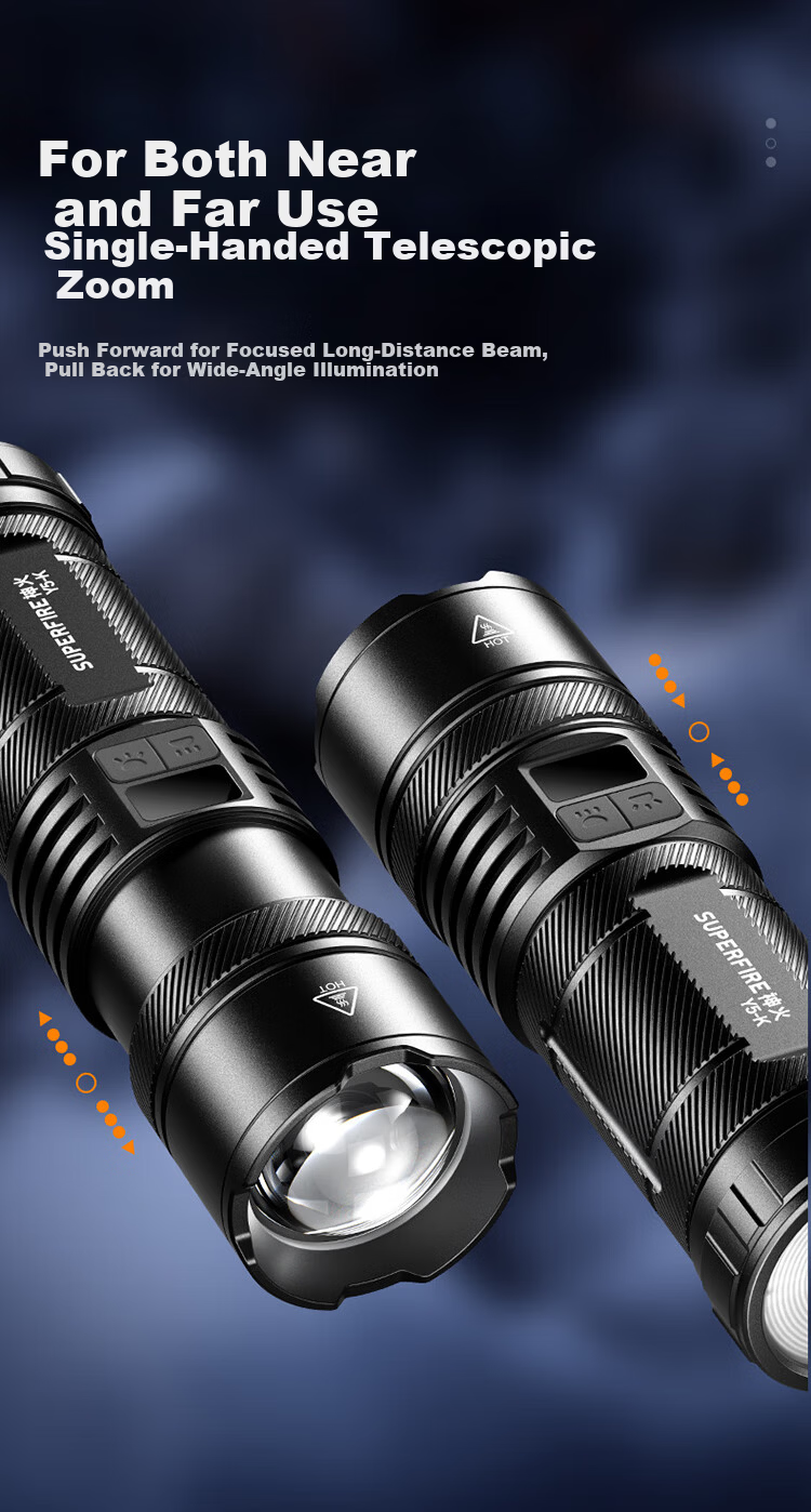 SupFire High-Power Flashlight Long Battery Life Outdoor Survival Ultra-Bright Lumen Home Outdoor Lighting Emergency Long-Range Spotlight 3