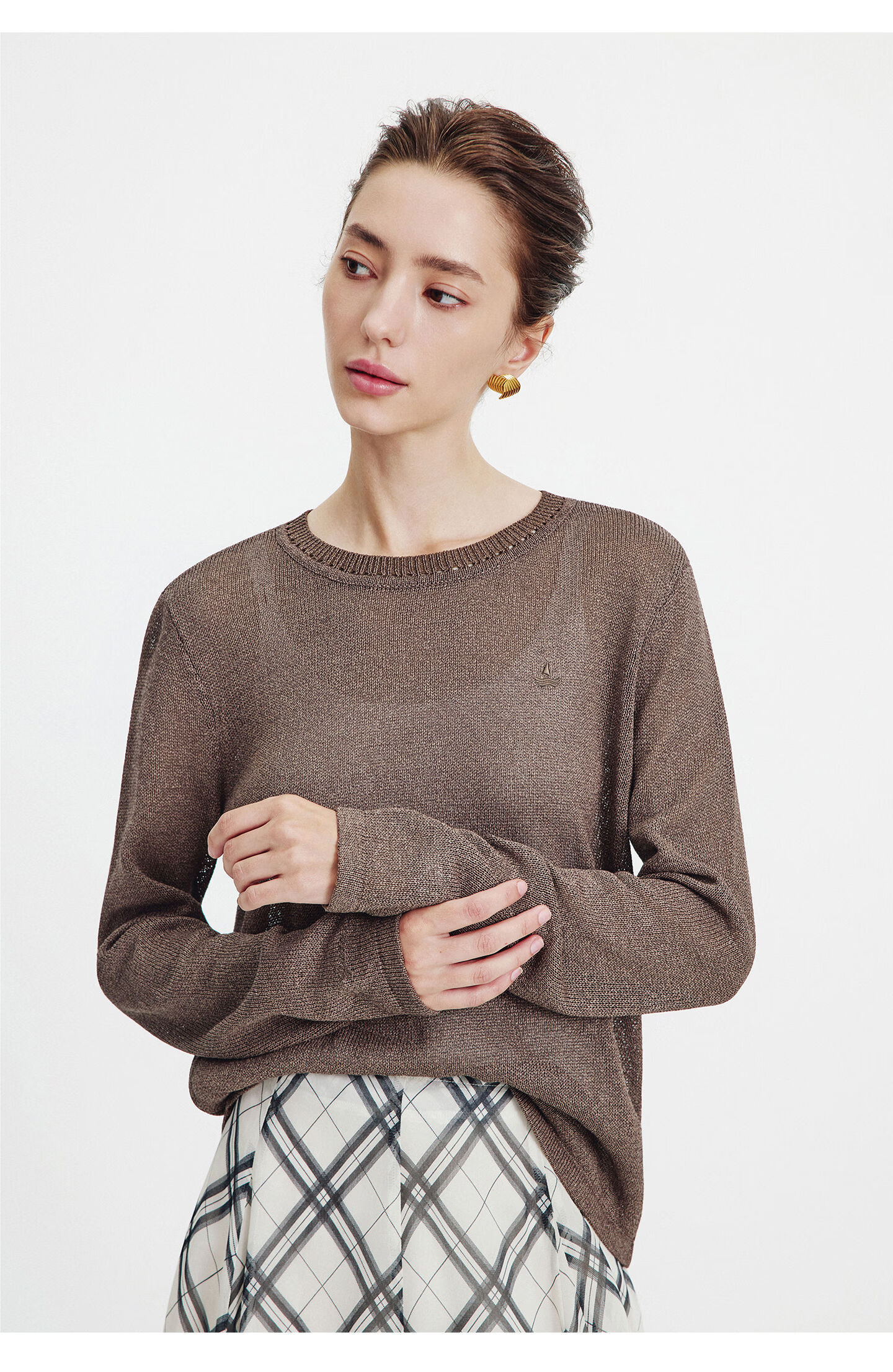 Navigare Fashion Week Same Style Small Sailboat 26 New Women's Lightweight Knit Round Neck Hollow Out Sweater Top 2314006501 46