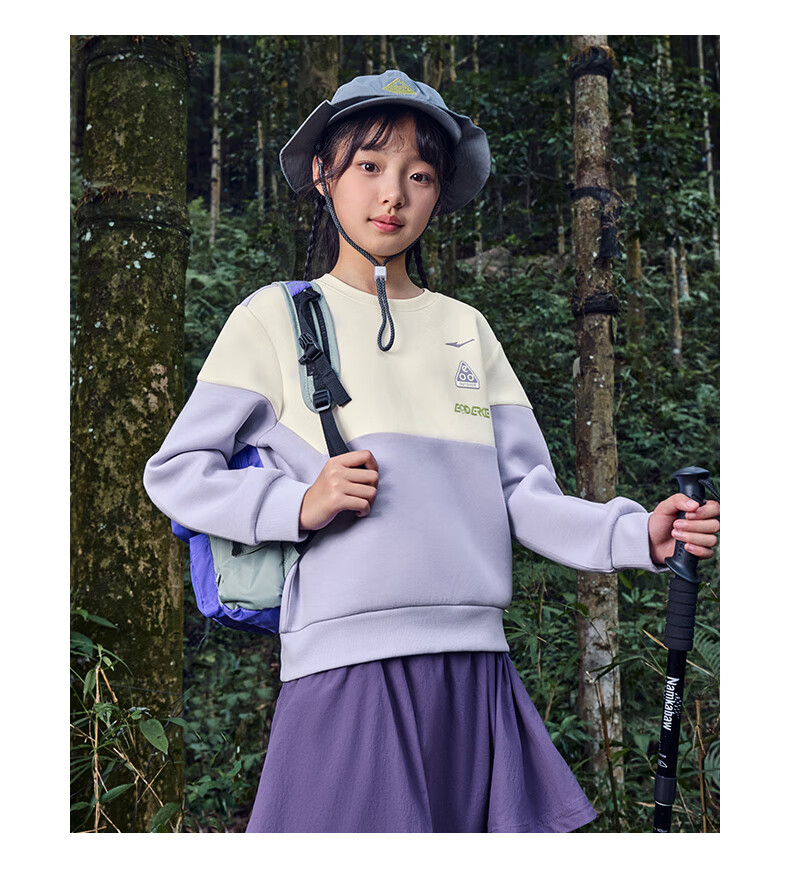ERKE Children's Clothing, Big Kids' Top, Casual Wear for Children, Spring Pullover Hoodie, Lotus Purple, Size 160 28