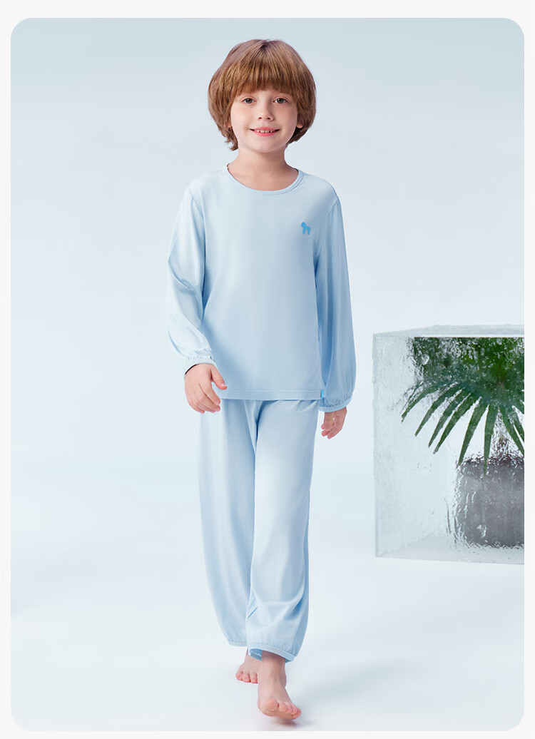 YEEHOO Little Cool Modal Children's Pajamas Cool Mulberry Silk Boys Girls Spring Summer Youth Homewear 16