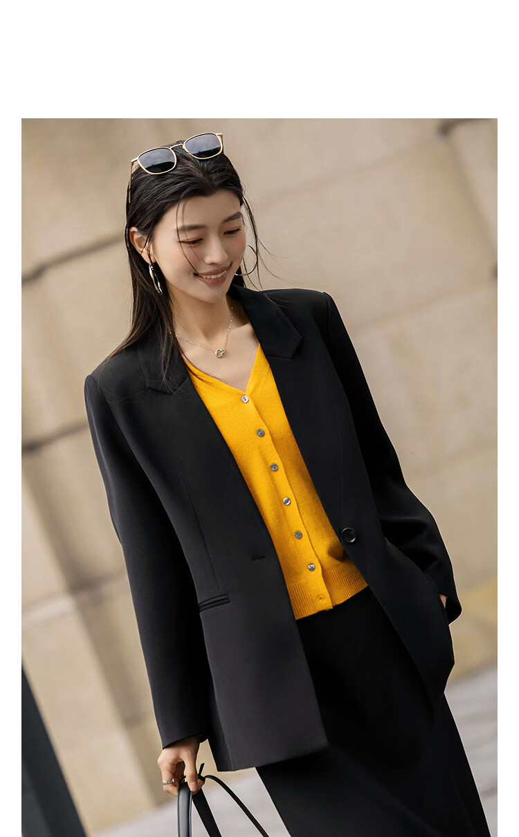 Demana [Smart Elegance] Spring Business Commuter Single-Button Double Piped Pocket Women's Blazer Jacket 14