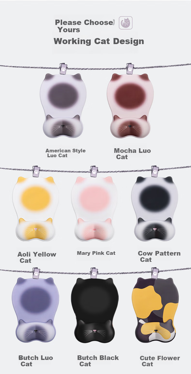 KPTE Cute Cat Wrist Rest Mouse Pad Mechanical Silicone Gaming Wrist Support Mouse Pad Girl Gift Wrist Cushion Men Tie-Dye Cat Mouse Pad - Cute Floral Cat 11