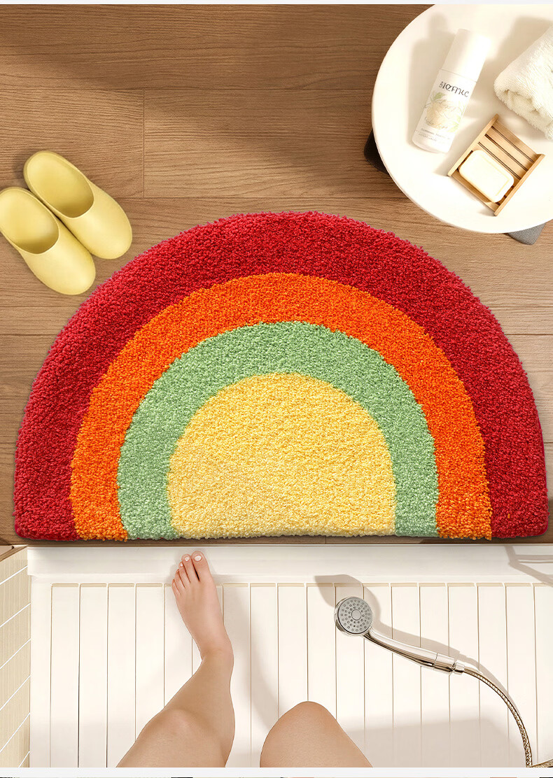 Da Jiang Bathroom Mat Toilet Bath Entrance Water Absorbent Non-Slip Cartoon Flocked Bathroom Rug 45x75cm 17