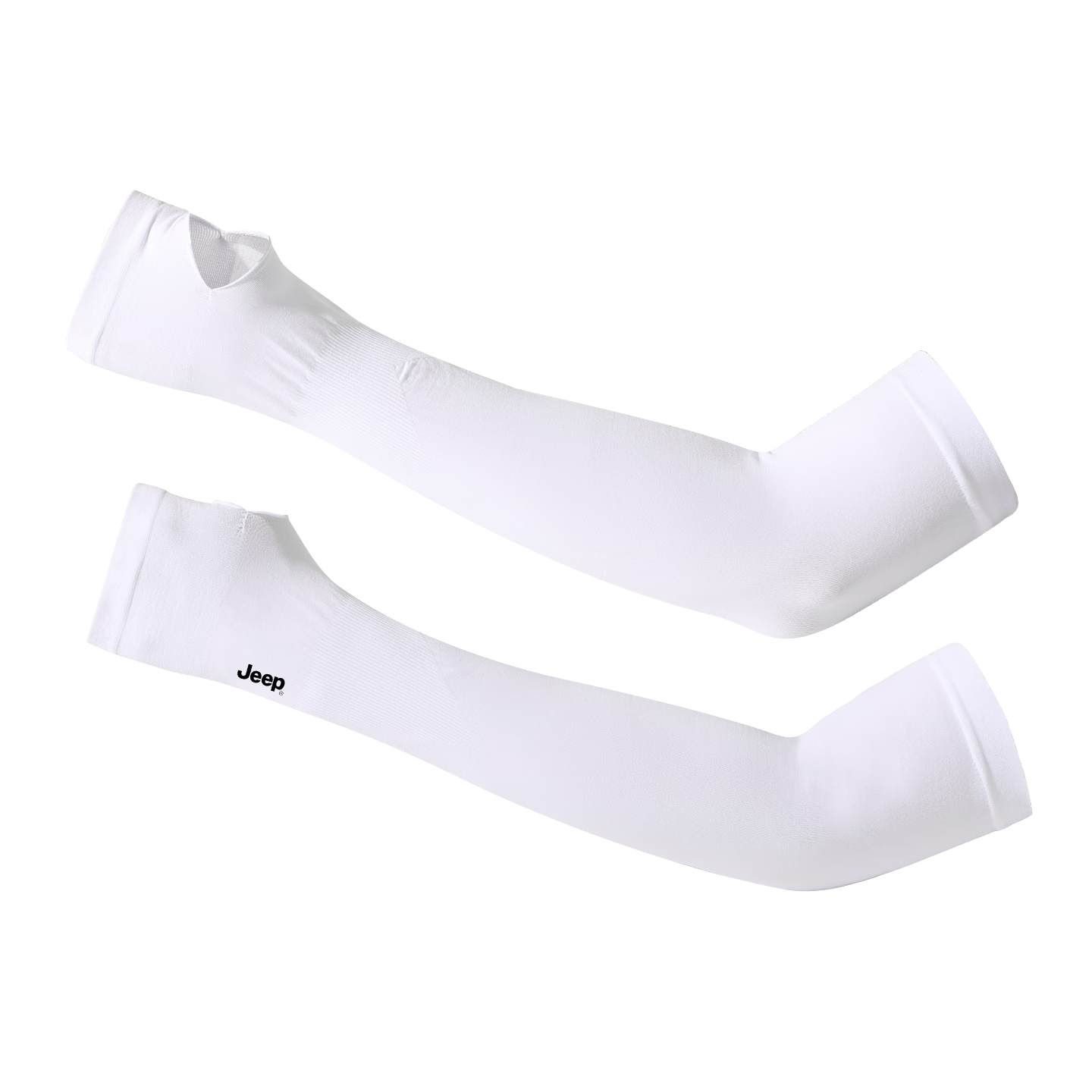 JEEP Two Pairs Ice Silk Sun Protection Arm Sleeves for Men and Women UV Protection Cycling Sleeve Fingerless White Two Pairs