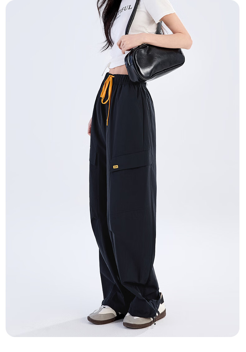 Langsha Women's Wide-Leg Cargo Pants 2026 Summer Thin Fashion Loose Breathable Casual Sports Straight-Leg Jogger Hiking Pants 25