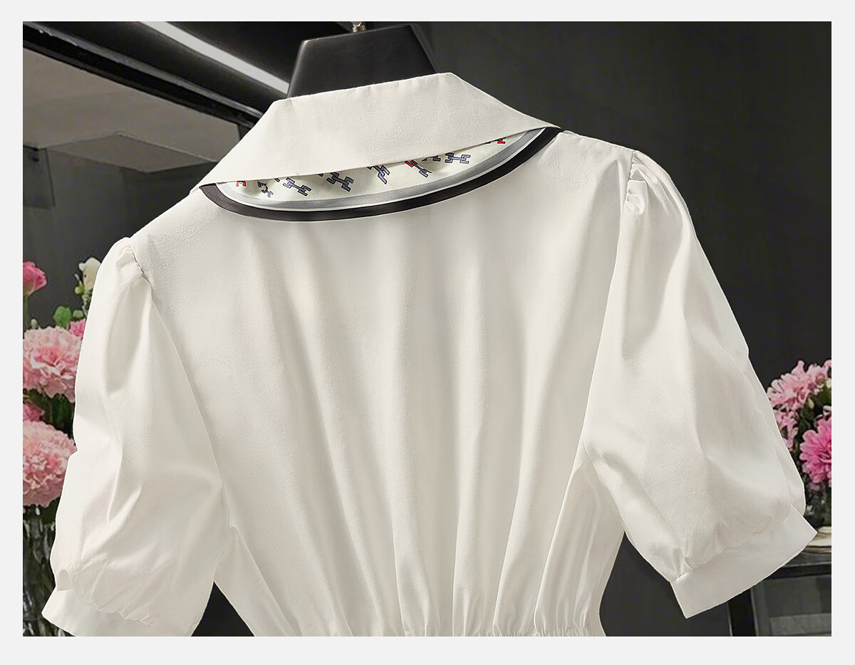 Cypress Collar Solid Color Waist-Cinching Short Sleeve Shirt Women 2026 Spring Summer New Fashion Commuter Elegant Design Shirt 10