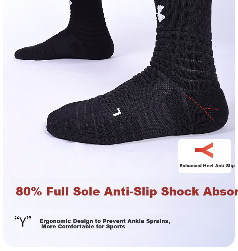 Under Armour Socks [3 Pairs] Basketball Badminton Sports Fitness Breathable Thickened Odor-Resistant Towel Sole Gray 14