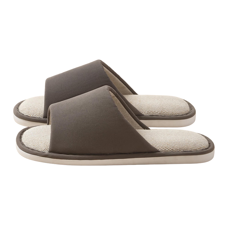 Jiayi Linen Slippers Unisex Lightweight Simple Breathable Home Four Seasons Black Size 42-43 JY923