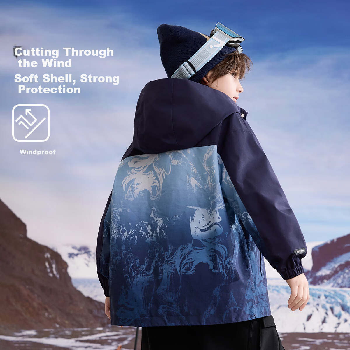 ASK JUNIOR Kids' Jacket Boys' Spring Traditional Chinese Style Outdoor Mountaineering Windproof Coat Navy Blue 130 4