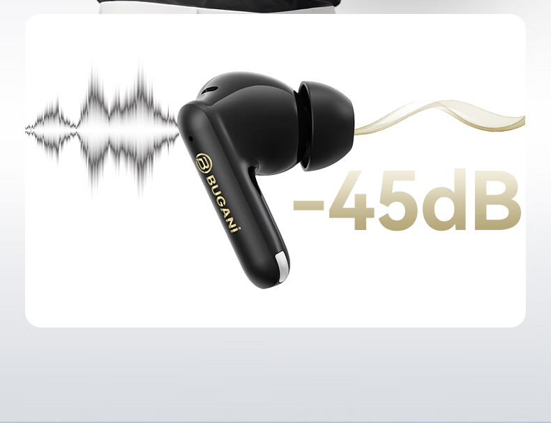 BUGANI Freebuds B20 Wireless Bluetooth In-Ear Earphones Gaming Music Sports Headphones Active Noise Cancelling Bluetooth 6.0 Long Battery Life Black 3
