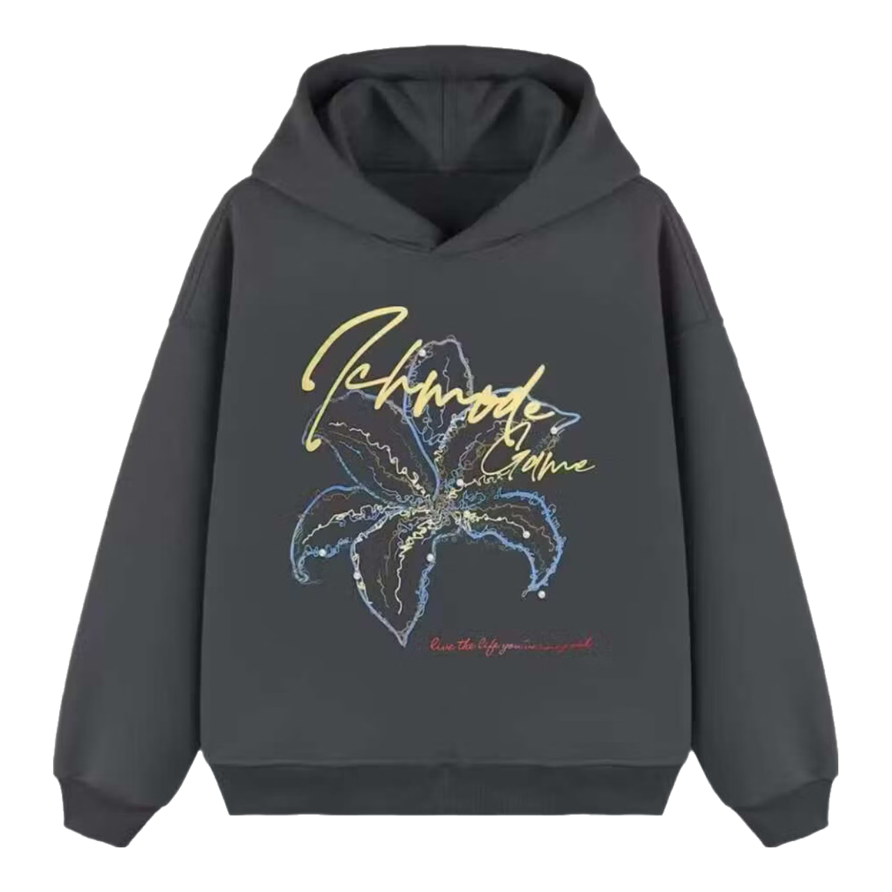 ICH MODE Women's American Style Hoodie Autumn Winter 2025 New Loose Pullover Jacket Top Dark Gray M