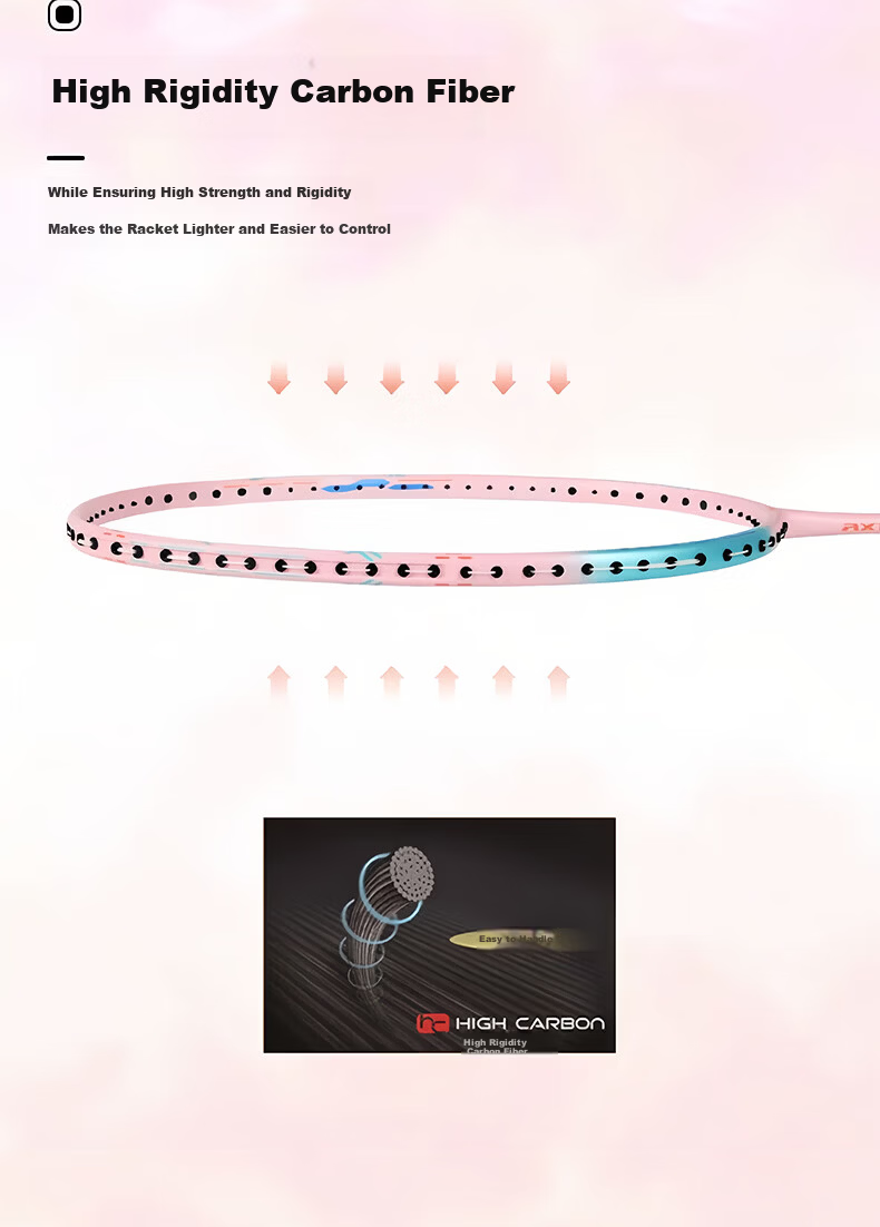 LI-NING Thunder Mini Steel Cannon New Color Full Carbon Offensive Lightweight High Tension Single Badminton Racket Light Smoke Pink 4U Pre-Strung 4