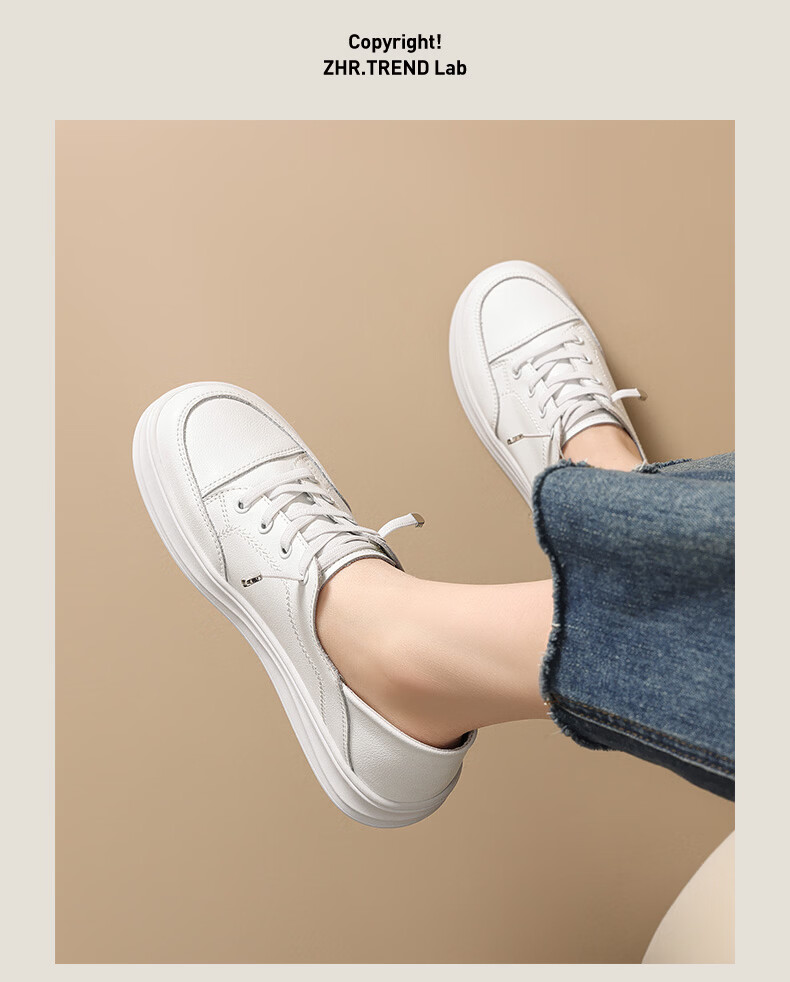 ZHR Women's White Sneakers 2026 Spring New Thick-Soled Casual Sport Shoes A166 White Size 37 2