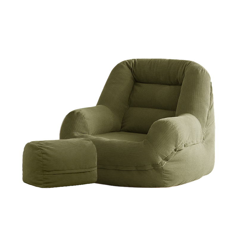 LUCKYSAC Lazy Bean Bag Sofa Chair for Living Room, Bedroom, Balcony, Single Person, Extra Large Olive Green Set