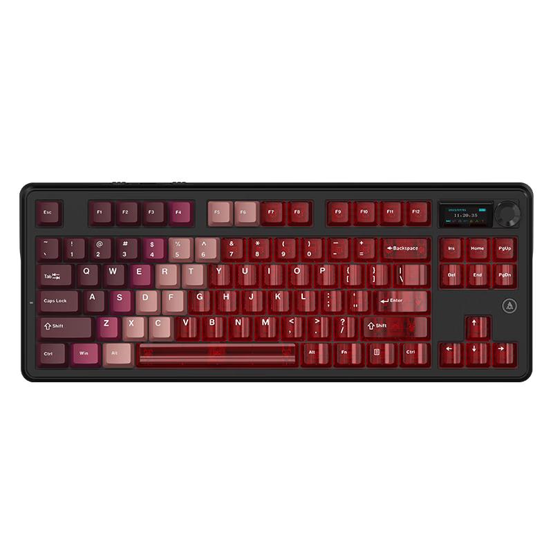 AJAZZ MK87 Wireless Mechanical Keyboard Dual 8K Report Rate Wired/2.4G/Bluetooth Gaming 87-Key Mechanical Keyboard Original Transparent Gradient Red Dragonfruit Switch