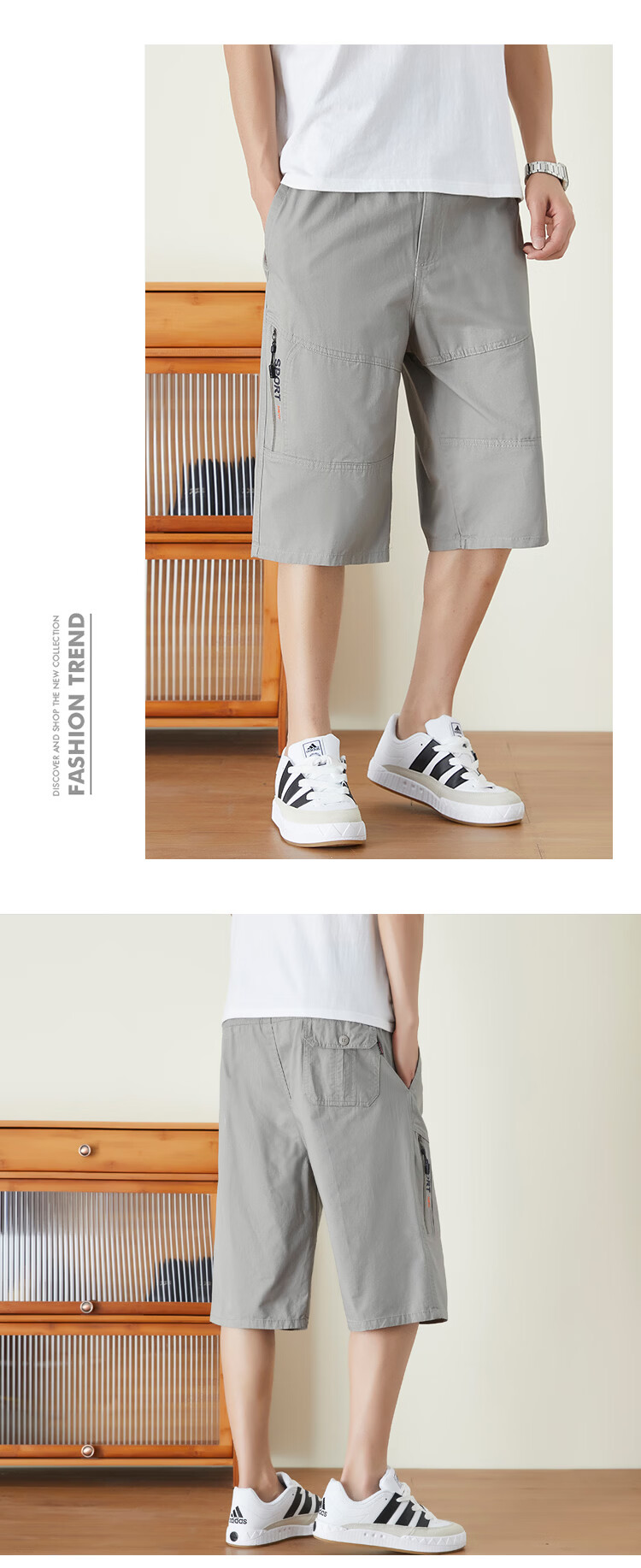 RED DRAGONFLY Men's Summer Fashion Simple Cotton Comfortable Breathable Versatile Seven-Point Sports Cargo Shorts 21