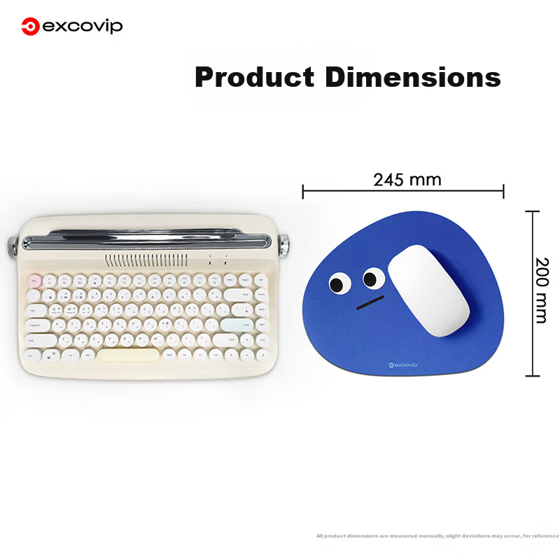 EXCO Casual Round Triangle Leather Small Mouse Pad Portable Mini Mouse Pad Small Mat Convenient to Carry Mini Office Ultra Small Cute Blue 0590 8