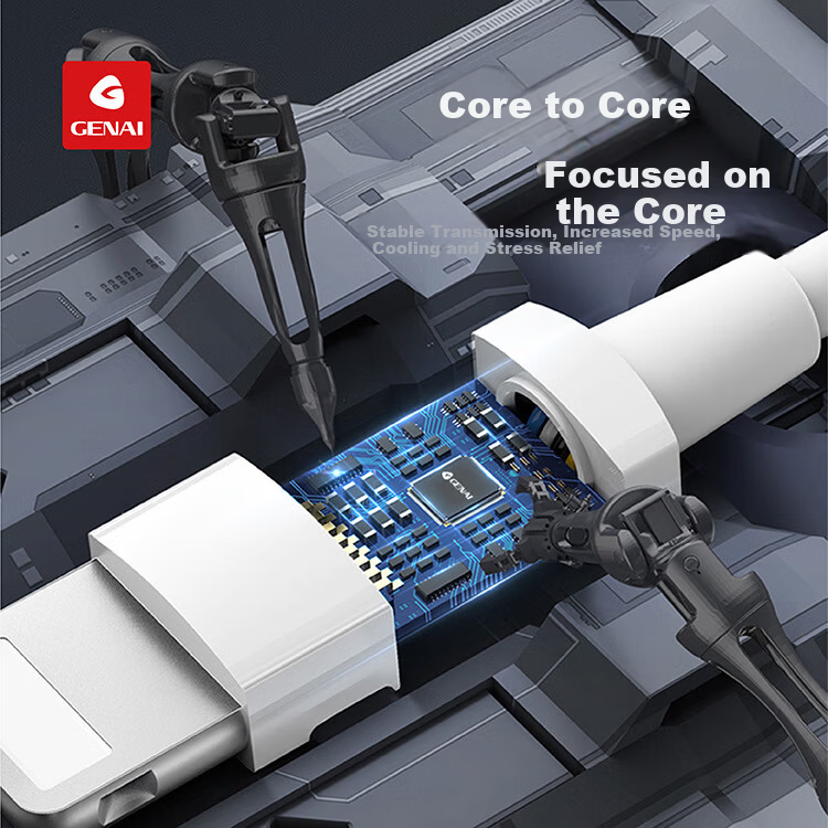 GENAI Q12 Fast Charging Type-C Calf Data Cable (6-Pack) Bend-Resistant Explosion-Proof 5A High Current 3
