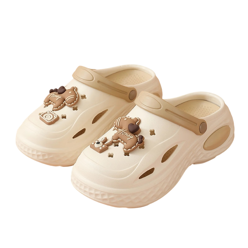Cartelo Crocodile Cartoon Clog Shoes for Women Summer Sandals Beach Open-Toe Slippers 1741 Khaki Size 37-38