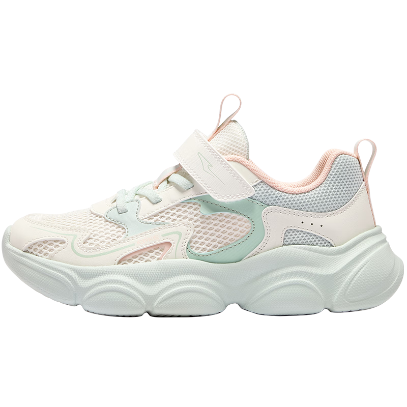 ERKE Kids Summer Casual Shoes Breathable Lightweight Sports Shoes Microcrystal White/Pool Green Size 29