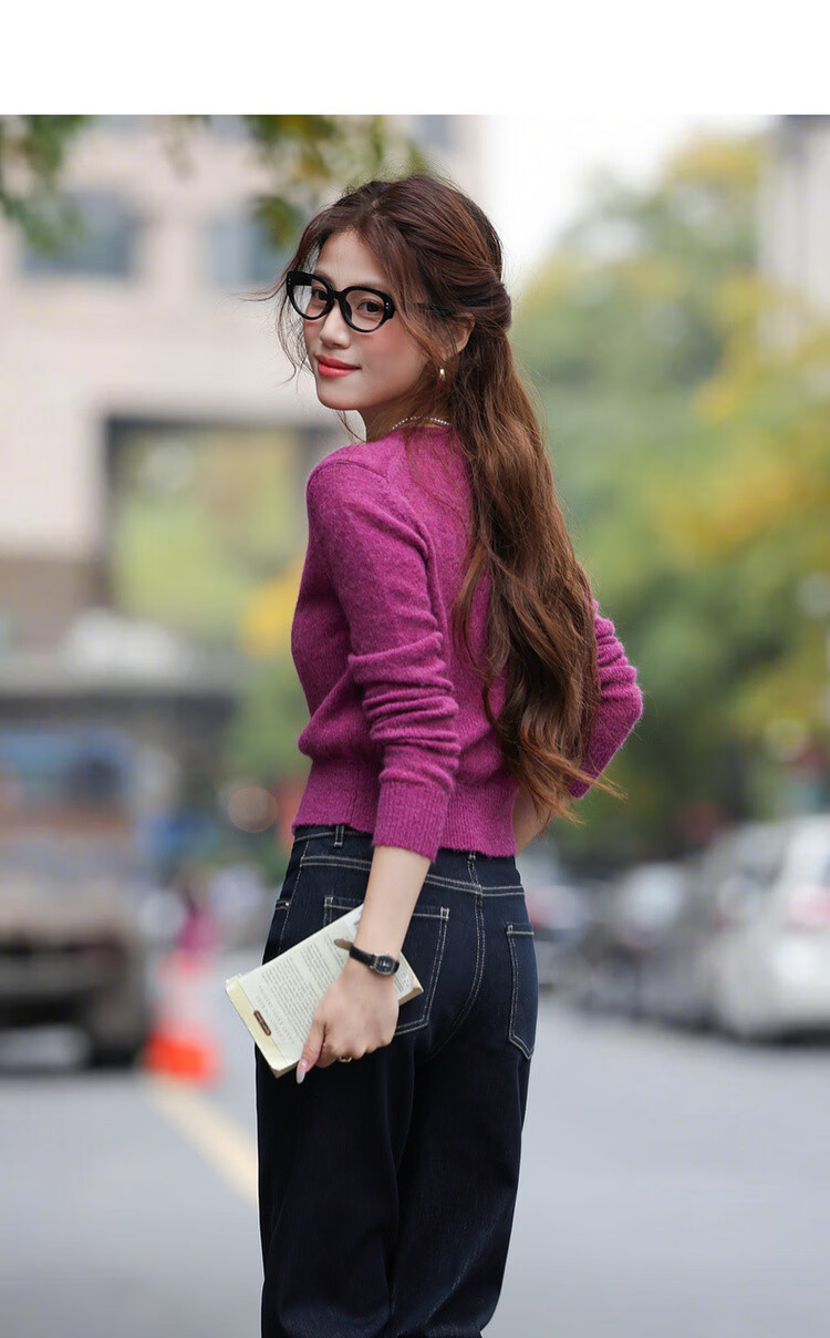 MT Soft Wool Blend Spring Romantic Crew Neck Slim Knit Cardigan for Petite Women 5