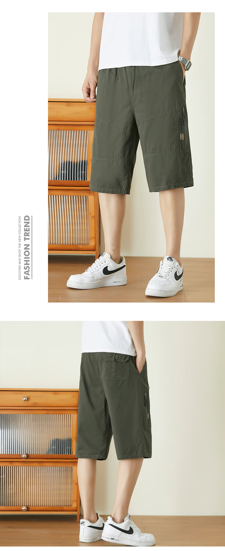 RED DRAGONFLY Men's Summer Fashion Simple Cotton Comfortable Breathable Versatile Seven-Point Sports Cargo Shorts 19