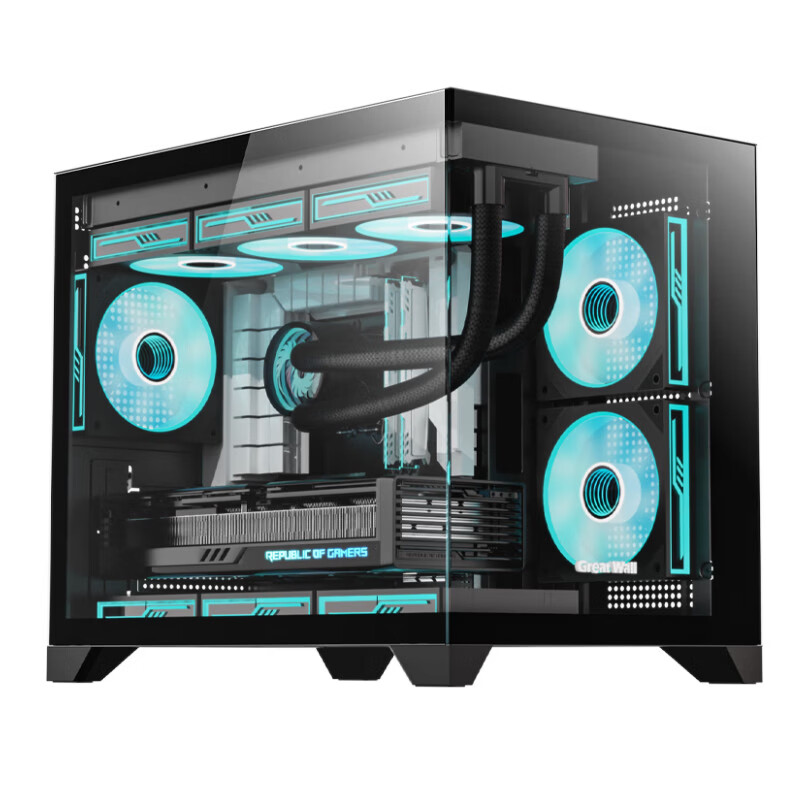 Great Wall Neptune H3 Black Seaside View Computer Case (M-ATX Motherboard/Absent A Pillar/Back-Mounted Motherboard/360mm Water Cooling Position/9 Fan Positions/Side Panel Easy Removal/5090 Graphics Card)