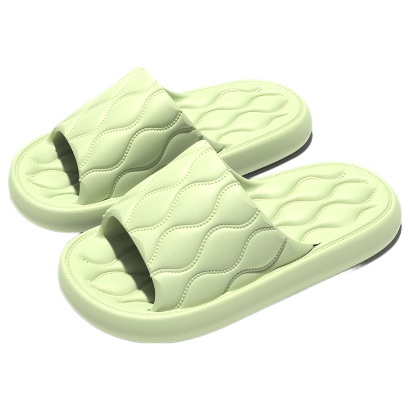 Qiumuxi Silent Slippers Non-Slip Women's Wear-Resistant Lightweight Simple Breathable Home Bamboo Green Size 38-39