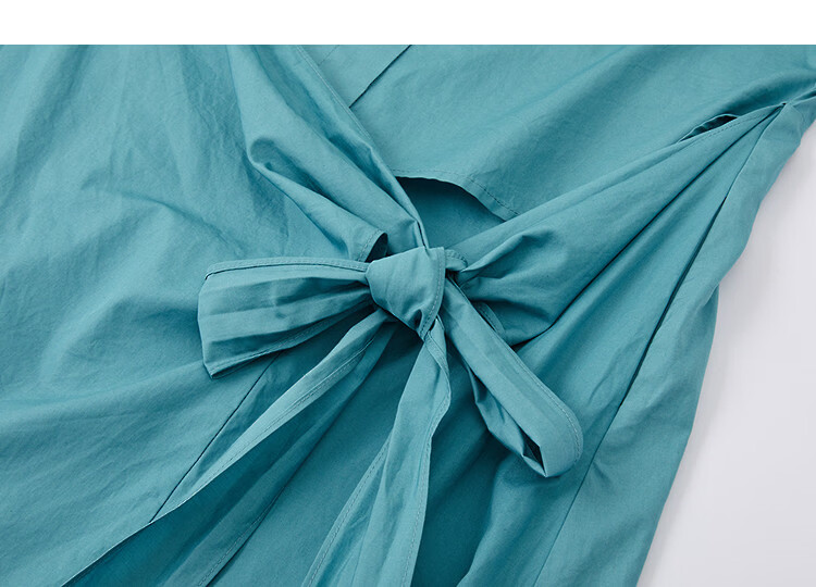 Demana [Light Oxygen 100 Cotton] Spring Elegant Style Lapel Batwing Sleeve Petite Wrap Tie Women's Dress 13