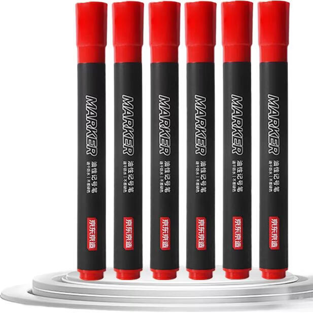 JD Jingzao Popular Oil-Based Marker Pen Quick-Dry Waterproof Red 10-Pack