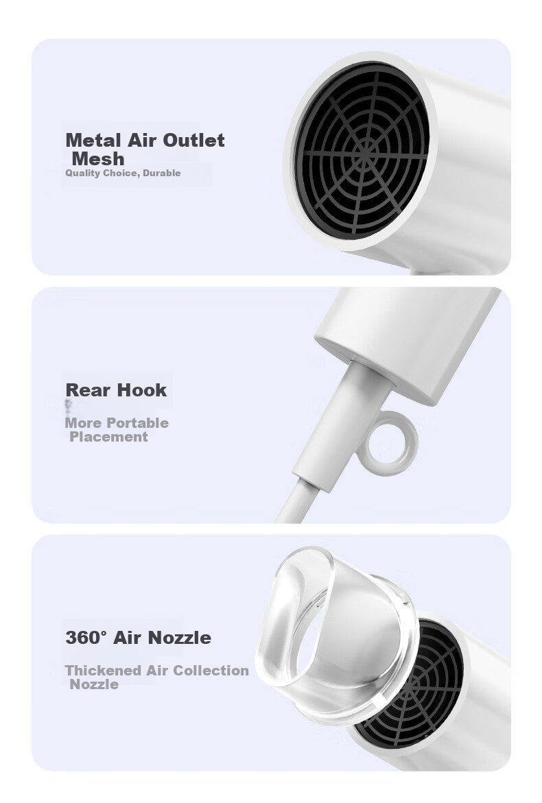 AUX Hair Dryer Home Use Quiet Negative Ion High Power Damage-Free Fast Drying Foldable Portable Hair Dryer for Men and Women Annual Meeting Gift 24