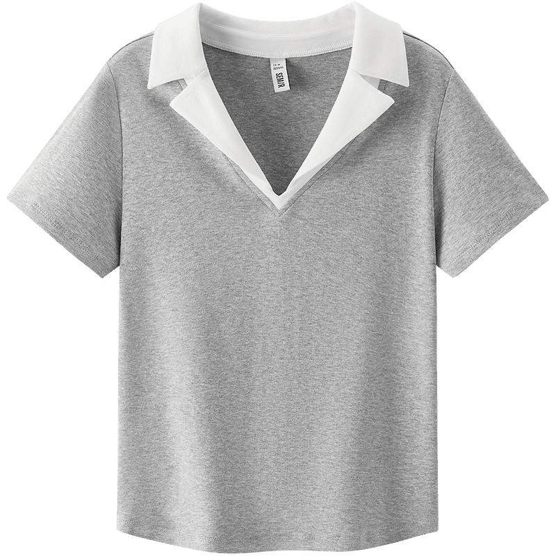 Semir Women's Summer Short Cool Color-Block Polo Shirt with Blazer Collar Slim Pullover 2026 Top 109326115006