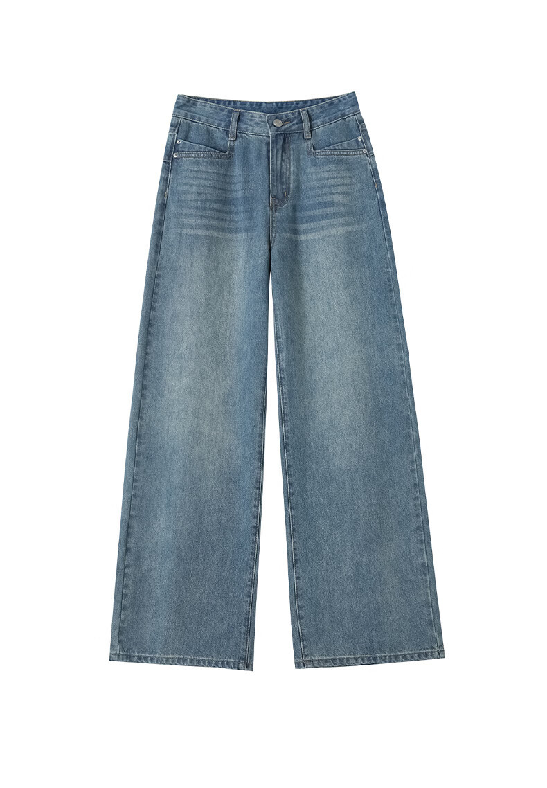 Jeanswest Women's Spring Summer Washed High-Waist Slim Fit Flared Jeans Nostalgic Blue M 20