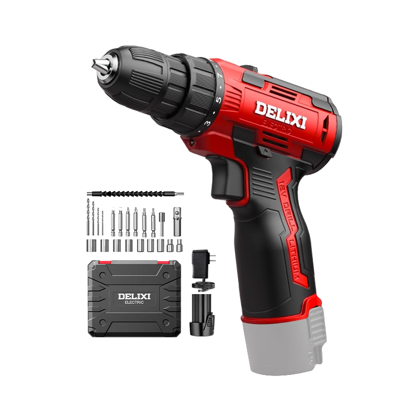 DELIXI ELECTRIC 12V Cordless Lithium Battery Drill Electric Screwdriver Multifunctional Power Tool Set for Home Use