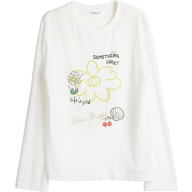 Olrain Eurielle Tencel Relaxed Fit Casual Printed Long Sleeve T-Shirt Sun Protection Top for Women White (Second Batch) M