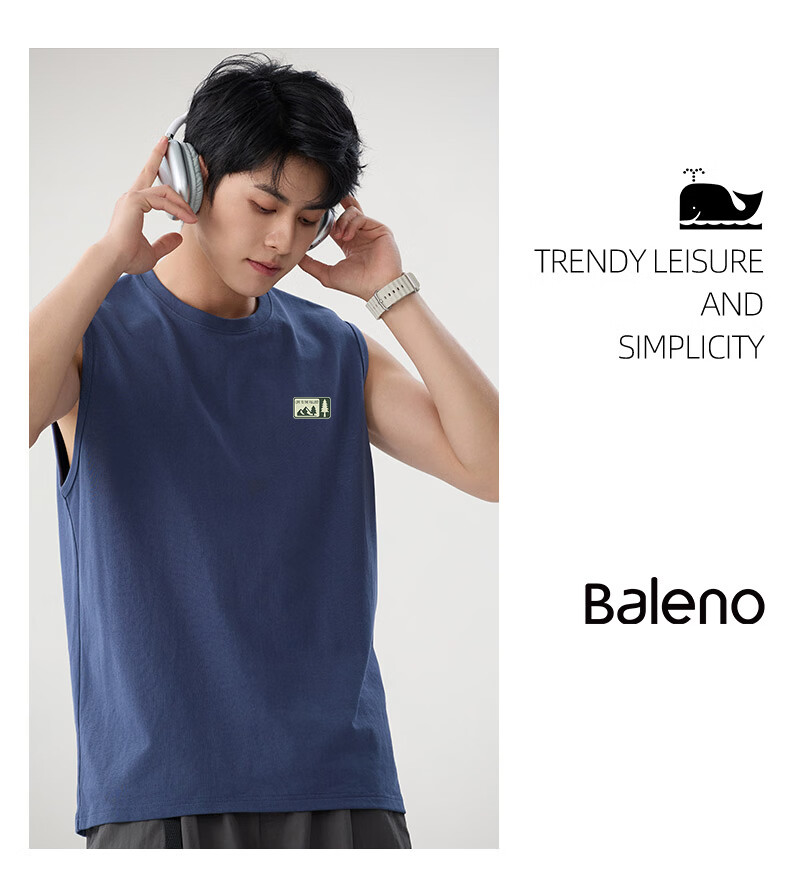 Baleno Heavyweight Pure Cotton Vest Men 2026 Summer New Moisture-Wicking Breathable Refreshing Sleeveless T-Shirt Men's Sports Tank Top 17