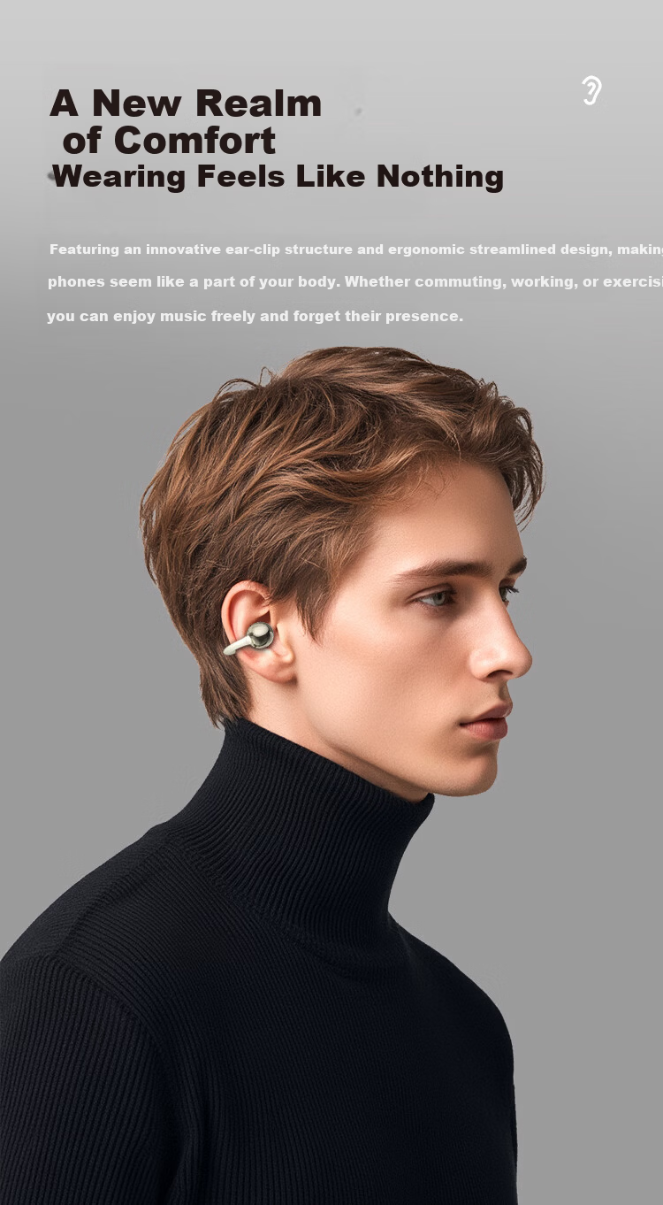 ENKOR EW21 Clip-On Bluetooth Earphones Open-Ear Wireless Sports Running Cycling Ear-Hook Compatible with Apple Huawei Xiaomi Phones 4