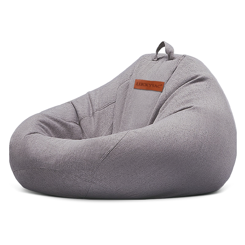 LUCKYSAC Lazy Bean Bag Sofa, Single-Person Leisure Sofa for Living Room, Bedroom, Balcony, Comfortable Style in Warm Gray