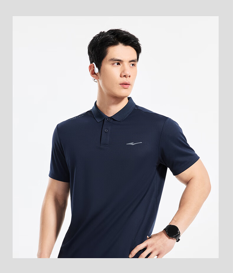 ERKE [Yu Shitong Same Style] Men's Summer Short Sleeve Sports Polo Shirt Ice Cooling Moisture-Wicking Quick-Dry T-Shirt 20