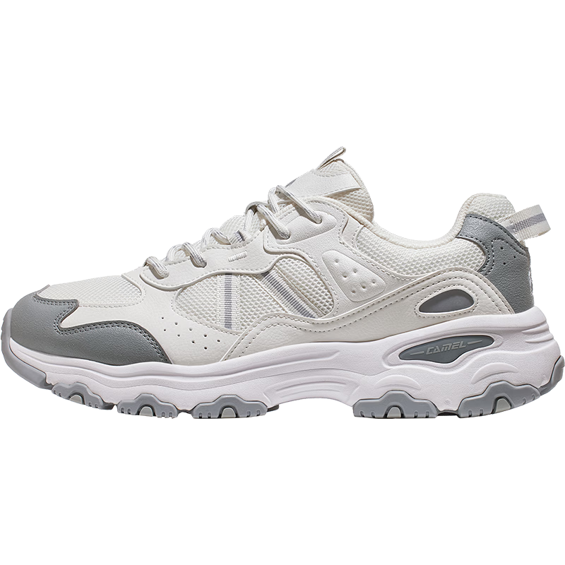 CAMEL Xinghai 2nd Generation Men's Dad Shoes Breathable Thick Sole Casual Sports Shoes K16B09L7075 White/Grey Size 42