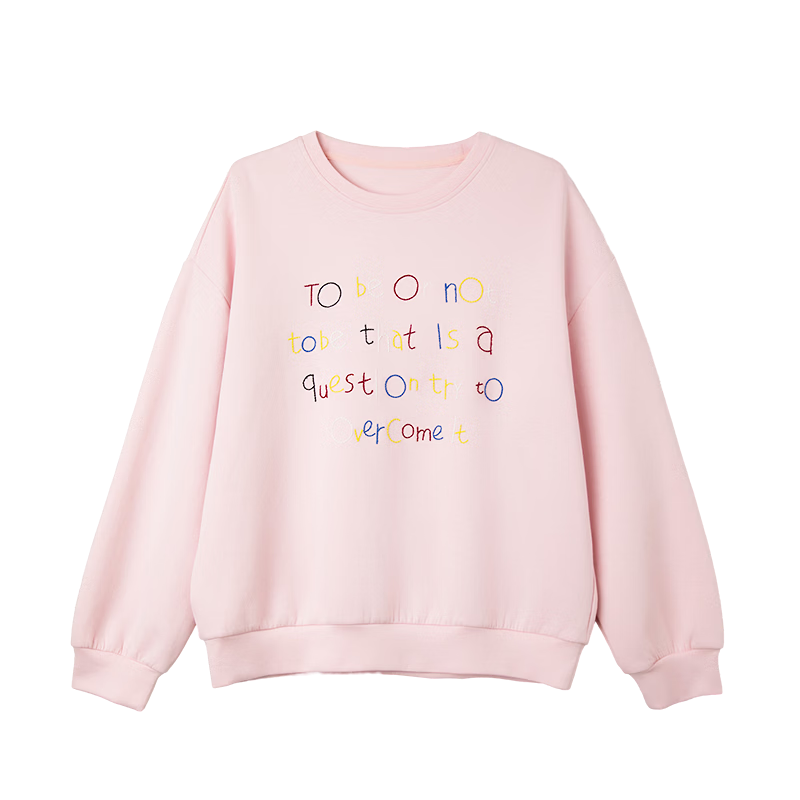 Demana Soft Air Layer Spring Commuter 3D Colorful Embroidered Thread Crewneck Drop Shoulder Loose Petite Women's Sweatshirt