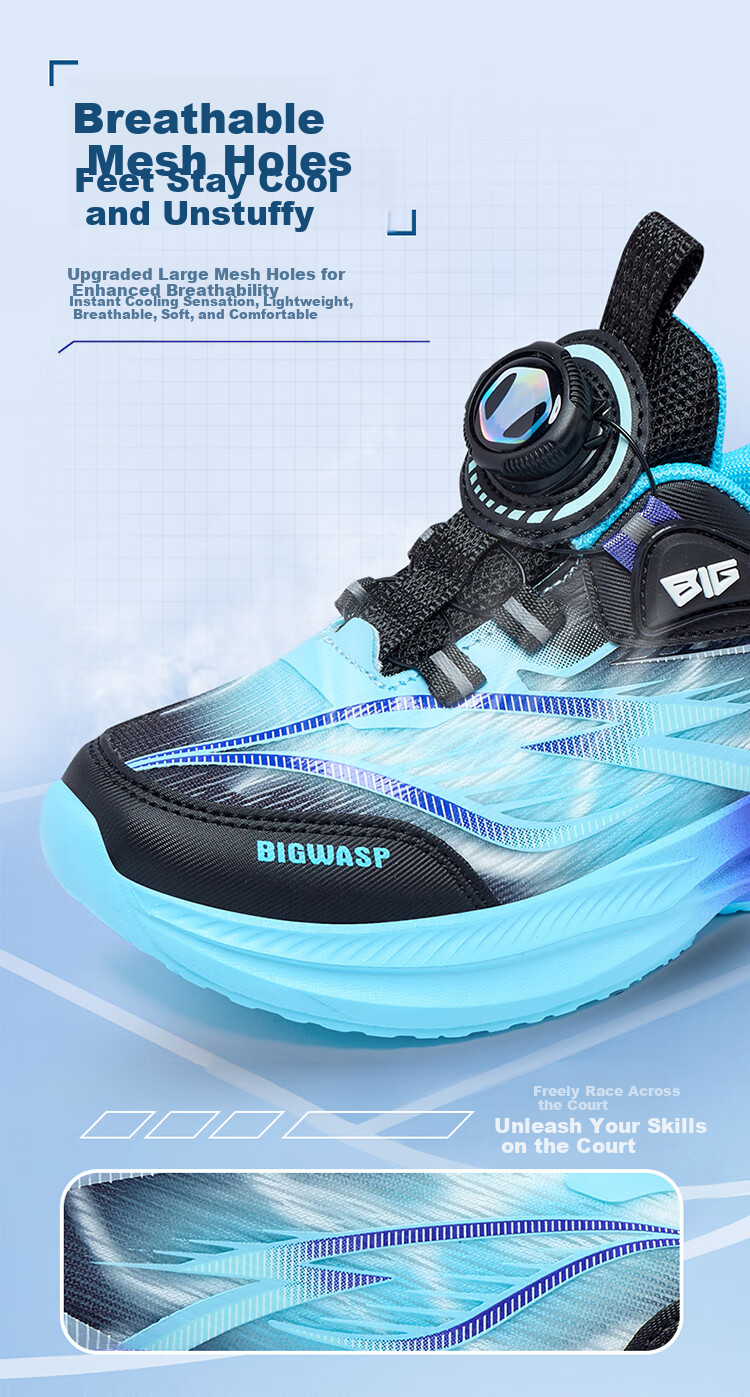 BIG WASP Kids Running Shoes Children's Spring and Autumn Sports Shoes Boys Mesh Non-Slip Primary School Shoes D112531999 9