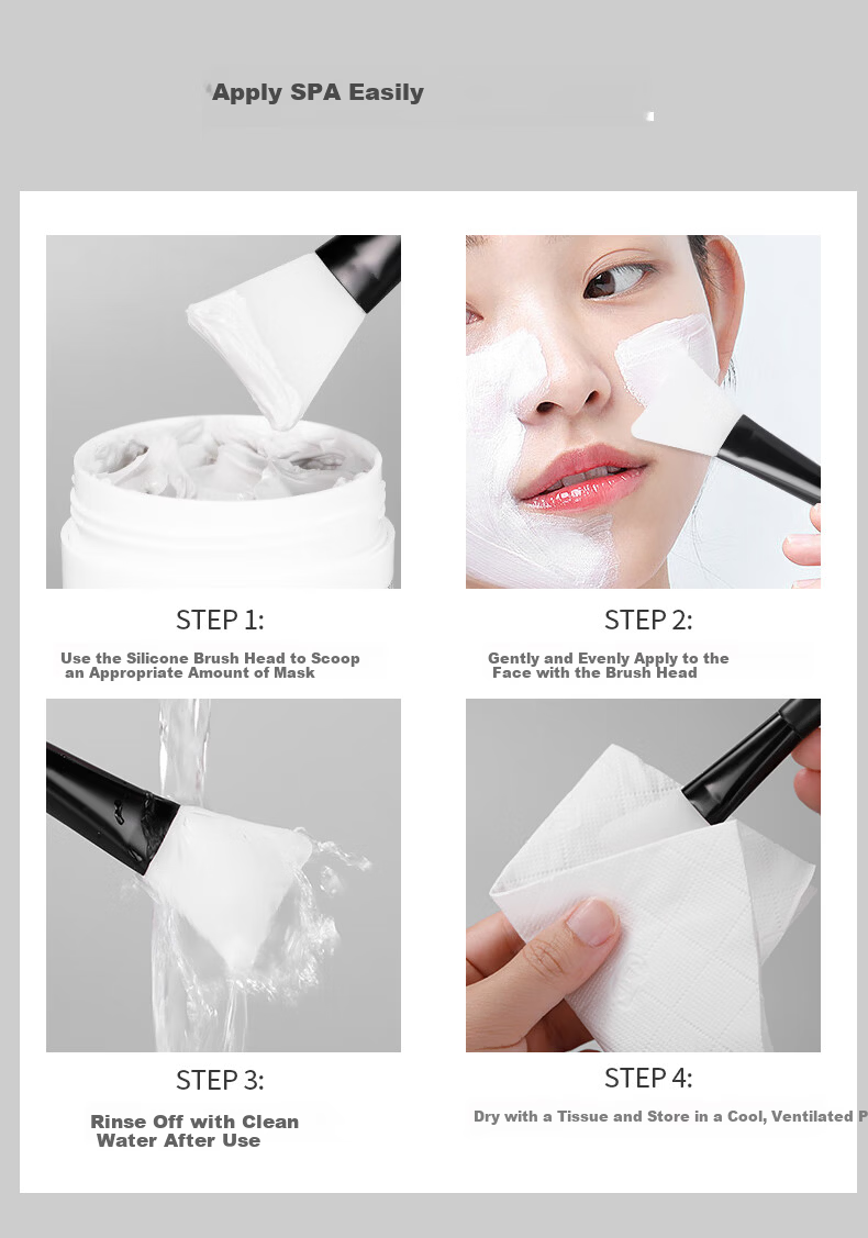 MSQ Silicone Face Mask Brush for Applying Facial Masks, Sake Lees Spa Mud Mask Makeup Tool 6